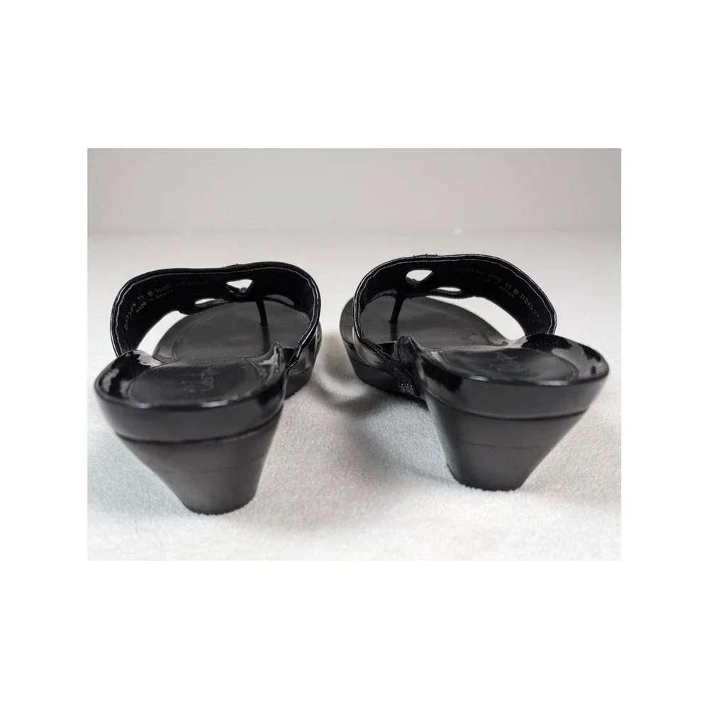Cole Haan Black‎ Flower Detail Thong Sandals Slides, Elegant Summer Shoes
